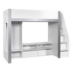 Quince Highsleeper TV Bed - White and Silver - Single (90cm)