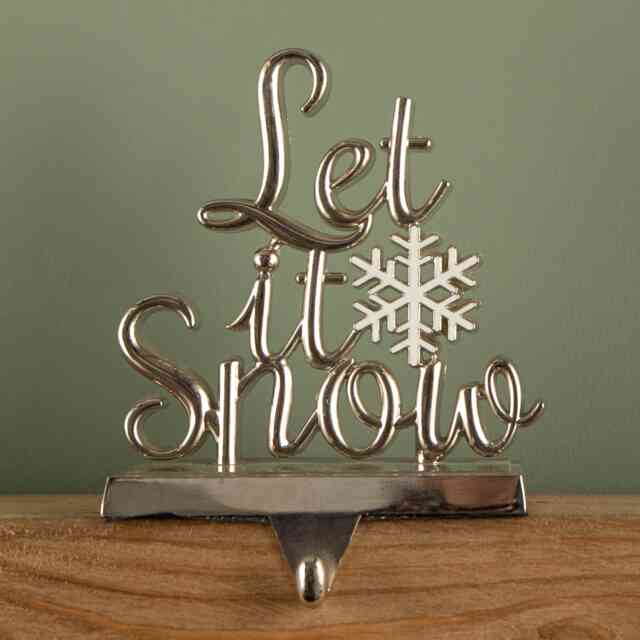 22cm Silver Christmas Stocking Hanger - Let it Snow