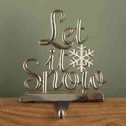 22cm Silver Christmas Stocking Hanger - Let it Snow