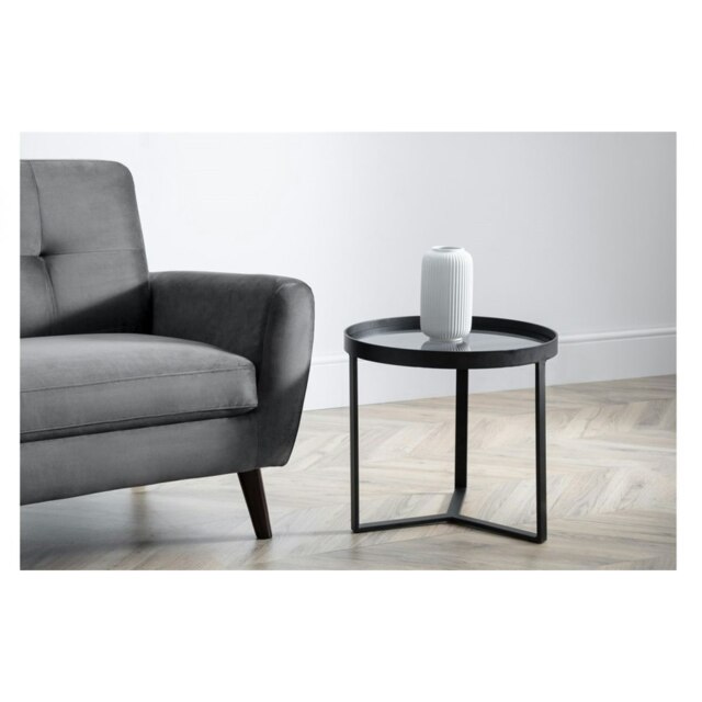 Black Metal with Smoked Glass Lamp Table Black Black