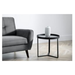 Black Metal with Smoked Glass Lamp Table Black Black