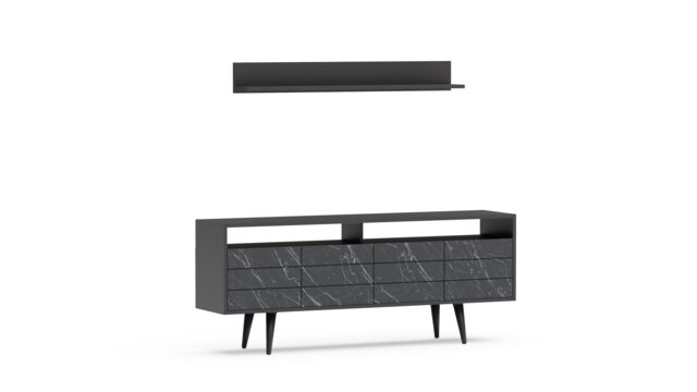 Decorotika Ola TV Unit for TVs up to 72 inches with Wall Shelf