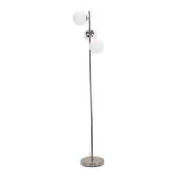 ValueLights Jas Opal White Frosted Glass Globe Shades 3 Way Silver Chrome Floor Lamp