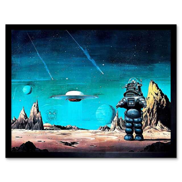 Movie Film Robby Robot Forbidden Planet Space Stars Sci Fi USA Framed Wall Art Print