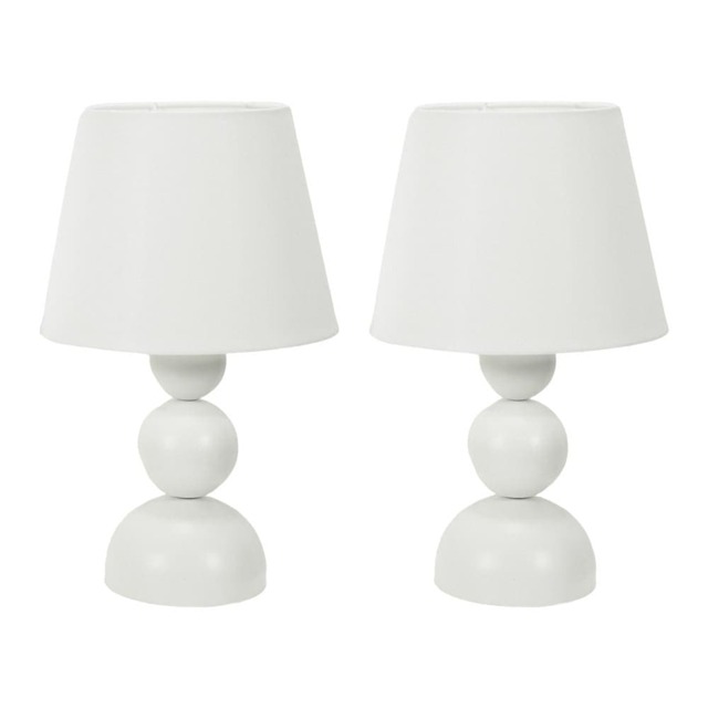 ValueLights Winnie Pair of Cream Shade Stacked Touch Table Lamps and Bulbs