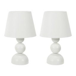 ValueLights Winnie Pair of Cream Shade Stacked Touch Table Lamps and Bulbs