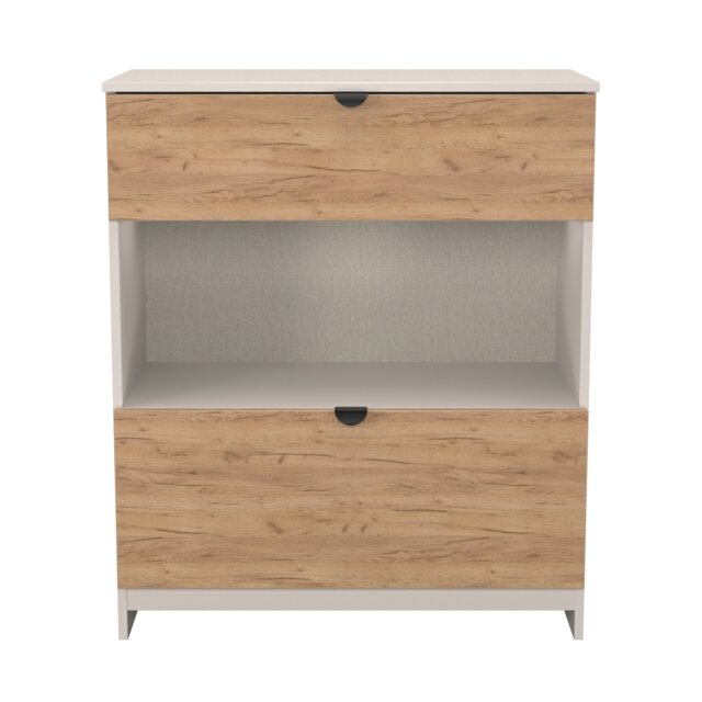 Norway 2 Drawer Open Deep Chest in Gold Craft Oak & Kashmir (Ready Assembled) Brown Gold Craft Oak & Kashmir
