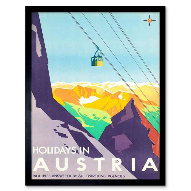 Austria Winter Sport Ski Alps Alpine Snow Peak Skiing Framed Wall Art Print