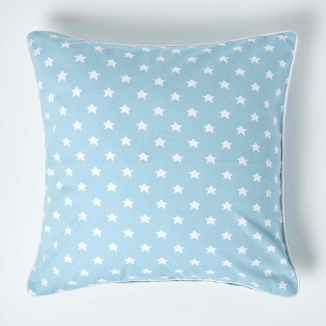 Homescapes Cotton Blue Stars Cushion Cover - 60 x 60 cm Blue Blue 60 x 60 cm
