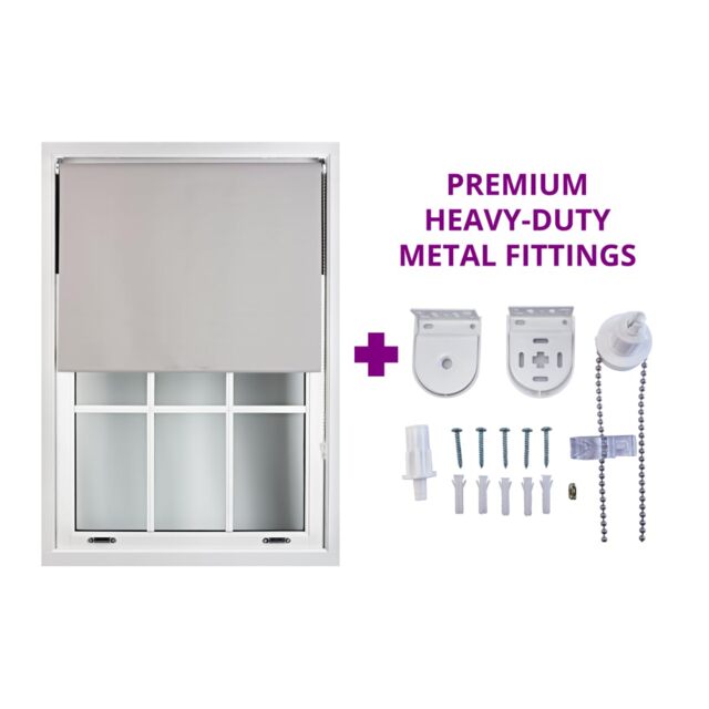 FURNISHED Roller Blind Made to Measure Blackout Fabric with Metal Fittings Easy Fit White White (W) 210cm x (L) 165cm