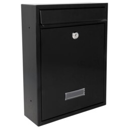 Burg-Wachter Trent Wall Mounted Galvanised Steel Lockable Post Box - 26x34x9cm Black