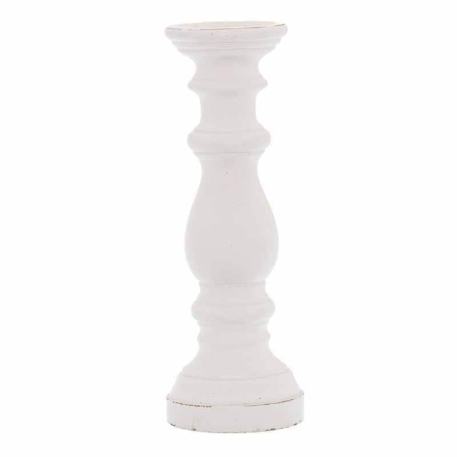 Column Candle Holder - Ceramic - L14 x W14 x H38 cm - Matt White White
