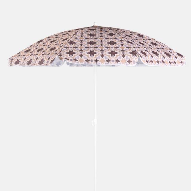 OHS Tiles Print Parasol Umbrella Garden Outdoor Canopy Sun Shade Multi Natural