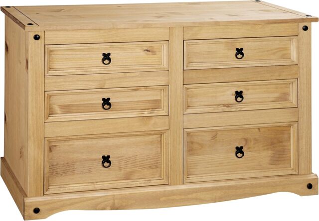 Corona Chest of Drawers Pine 6 Drawer Solid Mexican Wax Sideboard