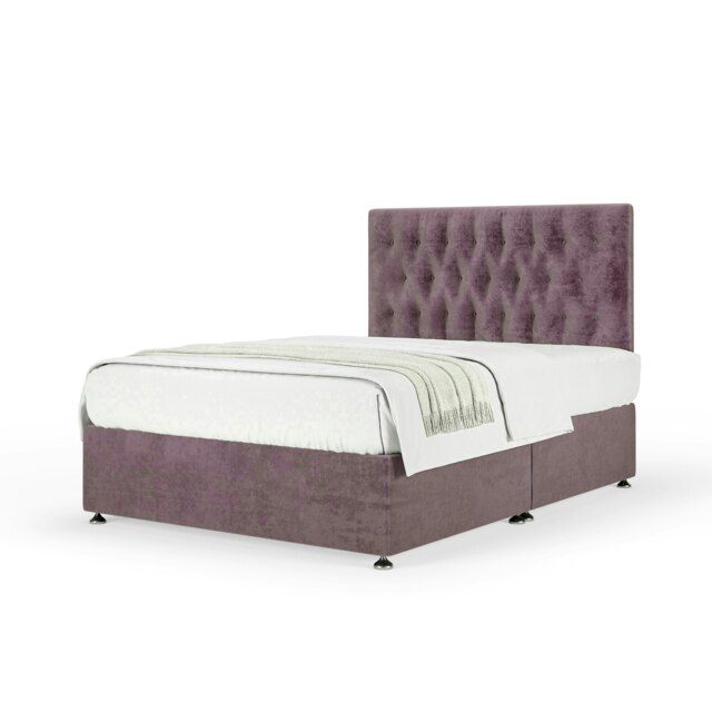 Neptune Spring Mauve Naples Velvet Divan Set And Lona Headboard King Size