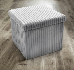 Home Republic Corduroy Storage Ottoman - 38cm X 38cm Foldable Silver
