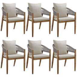 Garden Chair Manacor in a Corded Design with Acacia Wood Frame and Matching Cushions Grey greige One Size 6