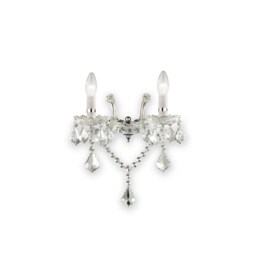 Florian 2 Light Indoor Glass Candle Wall Light Chrome with Crystals, E14