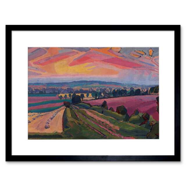 "Spencer Gore Icknield Way Landscape Painting 9x7"" Black Framed Wall Art Print"