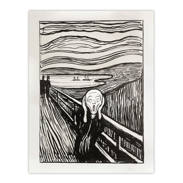 The Scream 1895 Black and White Munch Vintage Huge Wall Art Print 18X24 In