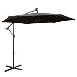 Samuel Alexander 3m Solar Powered Cantilever Lit Banana Garden Parasol with Crank Handle & White LED Lights in Black