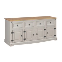 Corona Sideboard Grey 4 Door 4 Drawer Large Painted Mexican Solid Pine Dresser