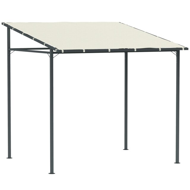 Outsunny 2.4 x 2.4 m Wall Mounted Pergola Gazebo, UPF30+, Cream White