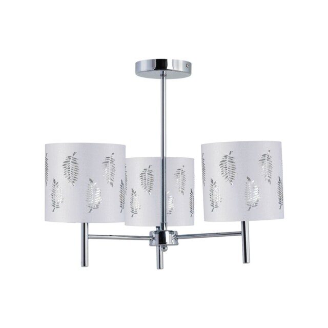 Brea - Chrome 3 Light Fitting with White Fern Shades Chrome White 1