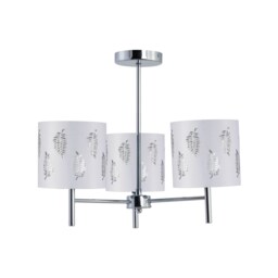 Brea - Chrome 3 Light Fitting with White Fern Shades Chrome White 1