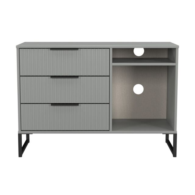 Menai 3 Drawer TV Unit in Dusk Grey (Ready Assembled) Grey Dusk Grey