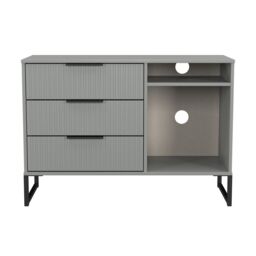 Menai 3 Drawer TV Unit in Dusk Grey (Ready Assembled) Grey Dusk Grey