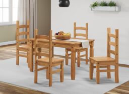 Mercers Furniture Corona Small Extending Table & 4 Chairs Dining Set Solid Wood Pine with Mexican Styling Wooden