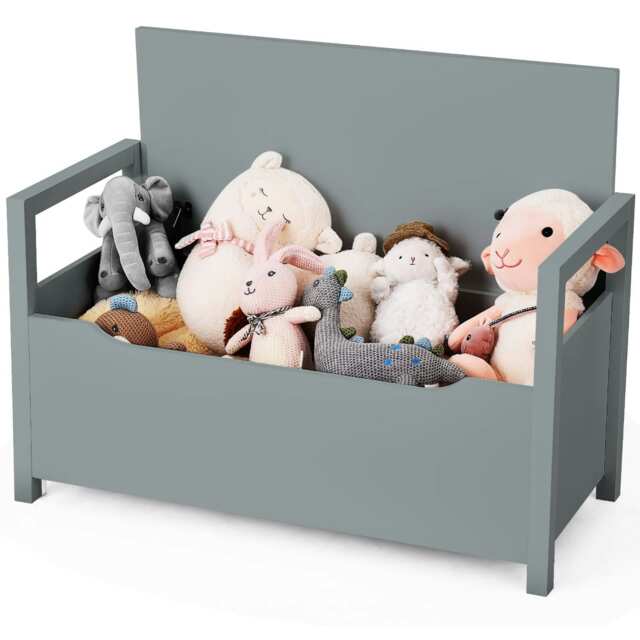 COSTWAY Wooden Shoe Bench Shoe Storage Cabinet Organizer Grey