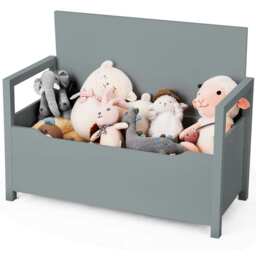COSTWAY Wooden Shoe Bench Shoe Storage Cabinet Organizer Grey