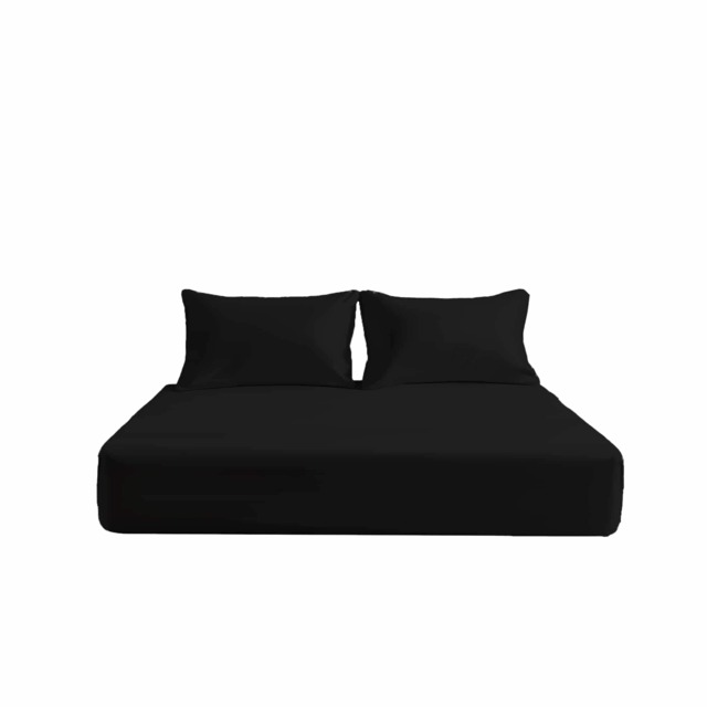 Microfibre Soft Touch Fitted Sheet 40cm Extra Deep Skirt Plain Dyed Bed Linen Black King