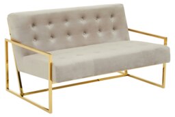Orsina 2 Seat MInk Velvet Sofa, Button Tufting Sofa, Foam Padded Velvet Upholstery Sofa, Metal Frame Lounge Sofa