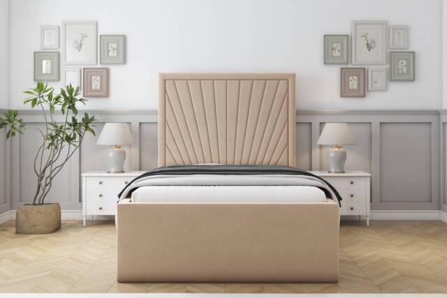 "Sloomy Somerset Pebble Plush Bed Frame With Mattress With 50"" Upholstered Headboard 3' Single"