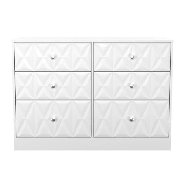 Memphis 6 Drawer Wide Chest of Drawers in White Matt (Ready Assembled) White White Matt