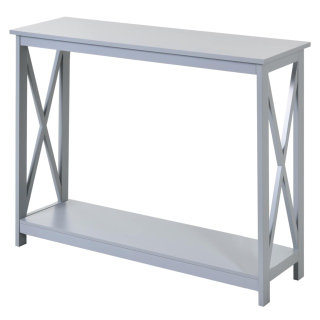 HOMCOM Console Table Hallway Desk with Storage Shelf, X Design for Living Room Entryway, Grey Yellow Grey 1