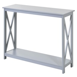 HOMCOM Console Table Hallway Desk with Storage Shelf, X Design for Living Room Entryway, Grey