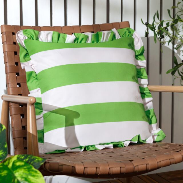 Furn Palm Royale Stripe Ruffle Printed Outdoor Cushion