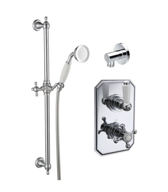 Balterley Sterma Traditional Bathroom Concealed Thermostatic Crosshead Handle Round Shower HeadShower Set