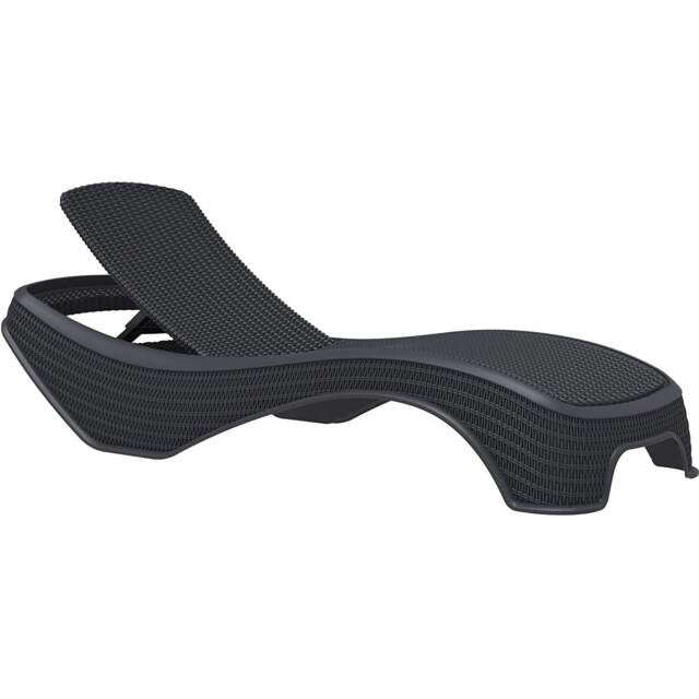 Centurion Supports MALDIVES Black Outdoor High-End PU Rattan Adjustable Sun Lounger-Fully Assembled Black Black