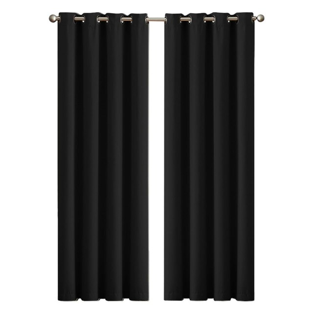 Marlow Blackout Curtains Window Curtain Draperies Pair Eyelet Bedroom Decor Black