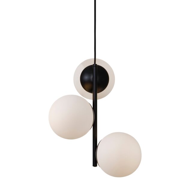 Nordlux Lilly Indoor Pendant Light Black Metal E14 Hand Blown Glass - Mains Powered, IP20