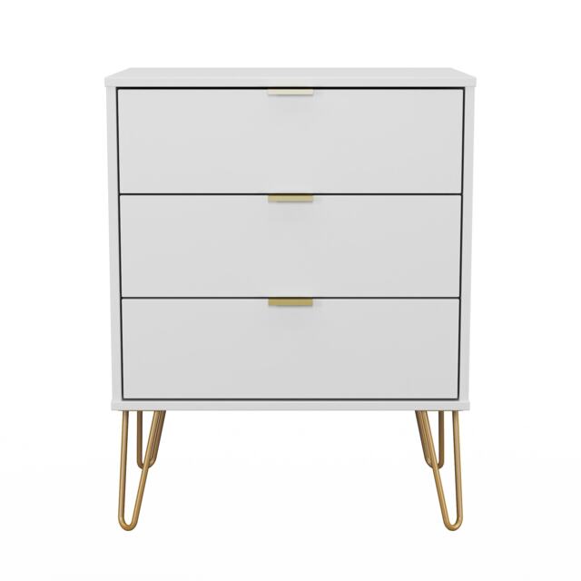 Honshu 3 Drawer Midi Chest of Drawers in White Matt (Ready Assembled) White White Matt