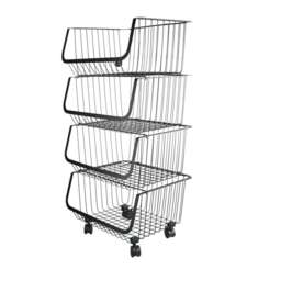 Living and Home Kitchen Metal Basket Trolley Wire Storage Rack 4-Tier