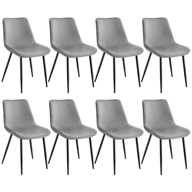 Dining Chair Monroe - padded, velvet look, ergonomic seat, black steel legs Grey grey 8