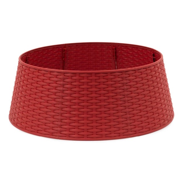 Round Rattan Christmas Tree Skirt Red