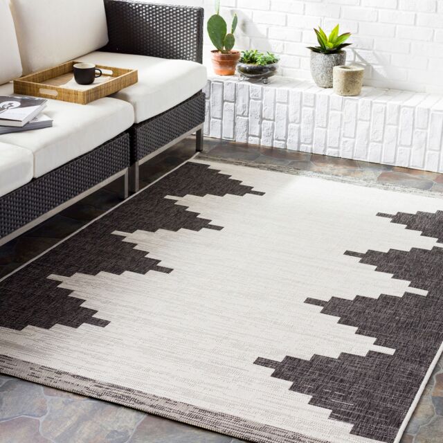 LIVABLISS Eagean-Modern In- & Outdoor Rug 160 x 230 cm Black Grey White Charcoal